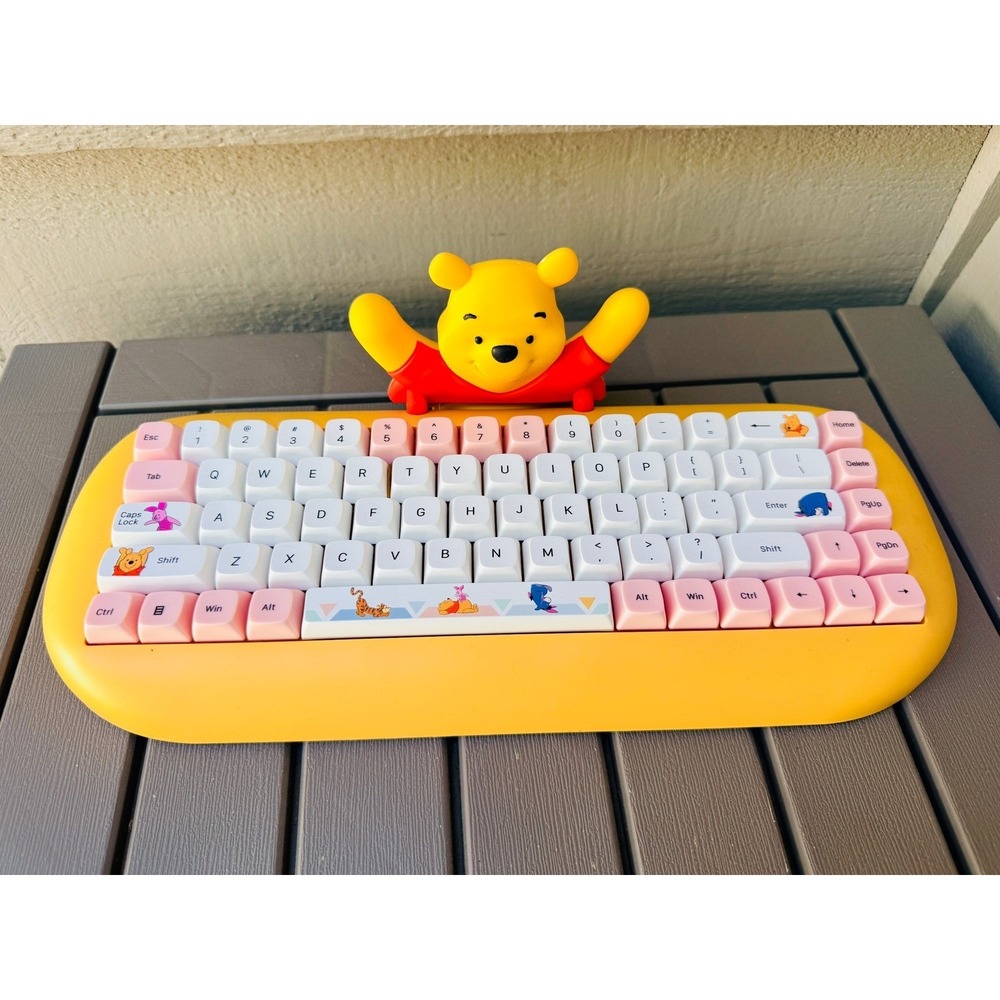 Disney Winnie the Pooh Wireless Mechanical Keyboard Yellow Pink DS20826-FB - BK